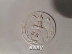 Paire vase ancien faience sarreguemines sculpture statue oiseau marque aigle