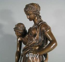 Pan Et Jeune Femme (éros) Sculpture Statue Ancienne Bronze Signé Provin Serres