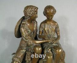 Paul Et Virginie Sculpture Bronze Ancien Susse Frère Éditeur Charles Cumberworth