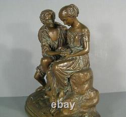 Paul Et Virginie Sculpture Bronze Ancien Susse Frère Éditeur Charles Cumberworth
