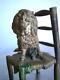 Petit Bronze 19°s Statue Animalière Décor Chien Vieille Chaise Sculpture Ancien