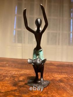 Petit bronze africain Tam-Tam cire perdue, fin, ancien, superbe