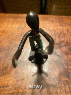 Petit bronze africain Tam-Tam cire perdue, fin, ancien, superbe