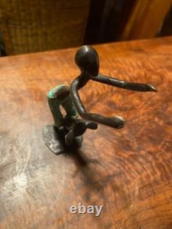 Petit bronze africain Tam-Tam cire perdue, fin, ancien, superbe