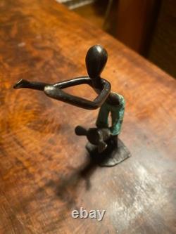 Petit bronze africain Tam-Tam cire perdue, fin, ancien, superbe