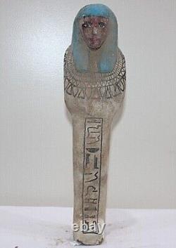 RARE ANCIENNE ÉGYPTIENNE ANCIENNE statue servante reine Ushabti Shabti en boi