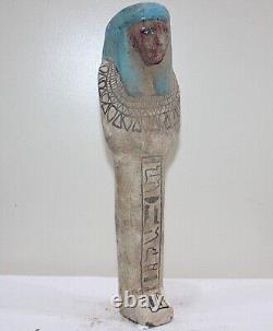 RARE ANCIENNE ÉGYPTIENNE ANCIENNE statue servante reine Ushabti Shabti en boi