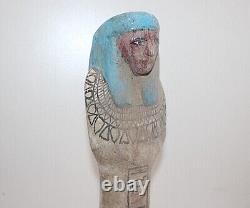 RARE ANCIENNE ÉGYPTIENNE ANCIENNE statue servante reine Ushabti Shabti en boi