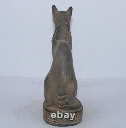 RARE ANCIENNE ÉGYPTIENNE ANTIQUE Bastet Cat Stone Statue Tut Mask -Histoire