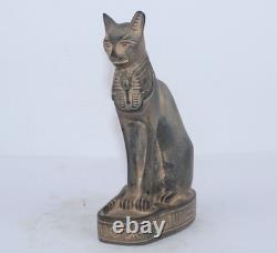 RARE ANCIENNE ÉGYPTIENNE ANTIQUE Bastet Cat Stone Statue Tut Mask -Histoire