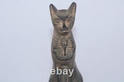 RARE ANCIENNE ÉGYPTIENNE ANTIQUE Bastet Cat Stone Statue Tut Mask -Histoire