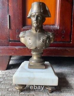 RARE ANCIENNE STATUE BUSTE NAPOLÉON BONAPARTE EN MÉTAL HAUTEUR 24 cm