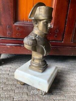 RARE ANCIENNE STATUE BUSTE NAPOLÉON BONAPARTE EN MÉTAL HAUTEUR 24 cm