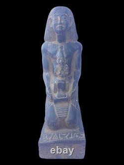 RARE ANCIENNE STATUE EGYPTIENNE ANCIENNE pierre Osiris trône chaise sculpture