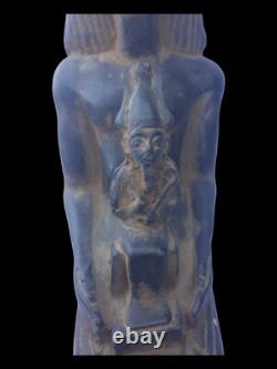 RARE ANCIENNE STATUE EGYPTIENNE ANCIENNE pierre Osiris trône chaise sculpture