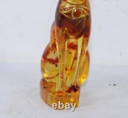 RARE ANCIENNE STATUE EGYPTIENNE ANTIQUE Bastet Cat Bastet pierre ambre