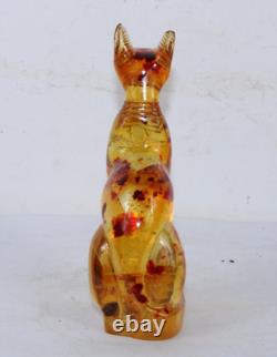 RARE ANCIENNE STATUE EGYPTIENNE ANTIQUE Bastet Cat Bastet pierre ambre