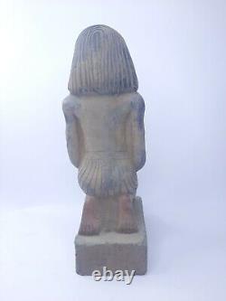 RARE ANCIENNE STATUE EGYPTIENNE ANTIQUE assis roi Toutankhamon, sculpture Osiris