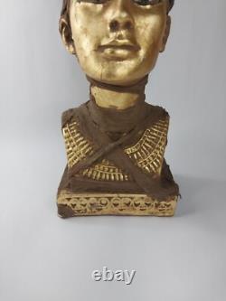 RARE ANCIENNE STATUE EGYPTIENNE ANTIQUE buste reine néfertiti sculpture couro