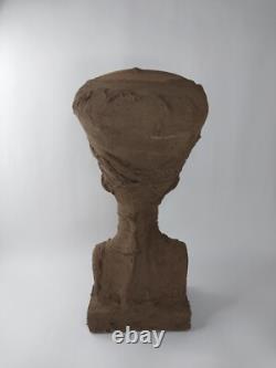 RARE ANCIENNE STATUE EGYPTIENNE ANTIQUE buste reine néfertiti sculpture couro