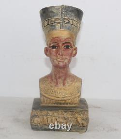 RARE ANCIENNE STATUE EGYPTIENNE ANTIQUE tête de reine Néfertiti pierre hist