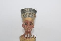 RARE ANCIENNE STATUE EGYPTIENNE ANTIQUE tête de reine Néfertiti pierre hist