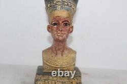 RARE ANCIENNE STATUE EGYPTIENNE ANTIQUE tête de reine Néfertiti pierre hist