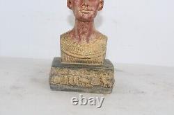 RARE ANCIENNE STATUE EGYPTIENNE ANTIQUE tête de reine Néfertiti pierre hist