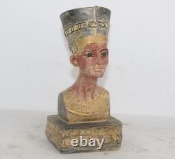 RARE ANCIENNE STATUE EGYPTIENNE ANTIQUE tête de reine Néfertiti pierre hist