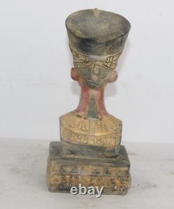 RARE ANCIENNE STATUE EGYPTIENNE ANTIQUE tête de reine Néfertiti pierre hist