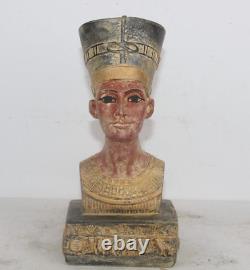 RARE ANCIENNE STATUE EGYPTIENNE ANTIQUE tête de reine Néfertiti pierre hist