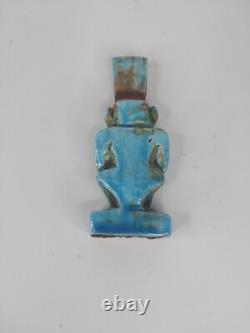 RARE ANCIENNE STATUE EGYPTIENNE pierre amulette faïence assise sculpture Bes