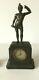 Rare Ancienne Statue Horloge Soldat Romain Grec En MÉtal H 29 Cm