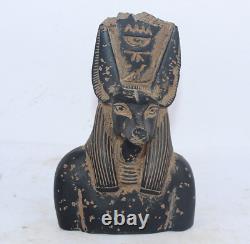 RARE ANCIENNE STATUE PHARAONIQUE EGYPTIENNE ANTIQUE ANUBIS tête Old Egypt -EG