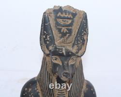 RARE ANCIENNE STATUE PHARAONIQUE EGYPTIENNE ANTIQUE ANUBIS tête Old Egypt -EG