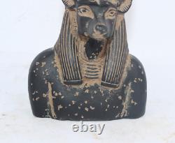 RARE ANCIENNE STATUE PHARAONIQUE EGYPTIENNE ANTIQUE ANUBIS tête Old Egypt -EG