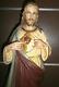 Rare! Ancienne Statue Religieuse/sacre-coeur De Jesus/platre Peint/xxéme/h. 66cm