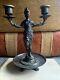 Rare Ancien Chandelier Statue Vide Poche Bronze SignÉ F. Souchal Paris H 26 Cm