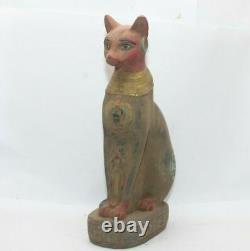 RARE ANCIEN ÉGYPTIEN ANTIQUE Bastet Cat Bast Statue Pierre 1659-1514 BC (MX)