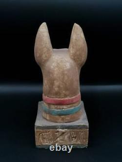 RARE ANTIQUE ANCIENNE ÉGYPTIENNE Statue Dieu Anubis Tête de chacal