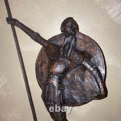 RARE Ancien Grand Don Quixote Quichotte OURO Sculpture Statue En Bois Sculpté