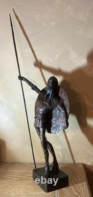 RARE Ancien Grand Don Quixote Quichotte OURO Sculpture Statue En Bois Sculpté