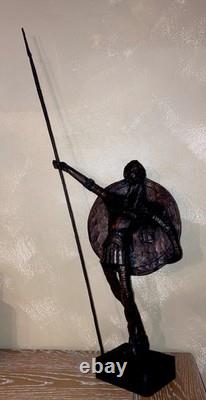 RARE Ancien Grand Don Quixote Quichotte OURO Sculpture Statue En Bois Sculpté