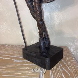 RARE Ancien Grand Don Quixote Quichotte OURO Sculpture Statue En Bois Sculpté
