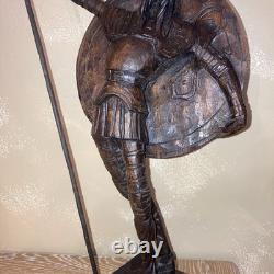 RARE Ancien Grand Don Quixote Quichotte OURO Sculpture Statue En Bois Sculpté
