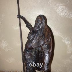 RARE Ancien Grand Don Quixote Quichotte OURO Sculpture Statue En Bois Sculpté