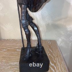 RARE Ancien Grand Don Quixote Quichotte OURO Sculpture Statue En Bois Sculpté