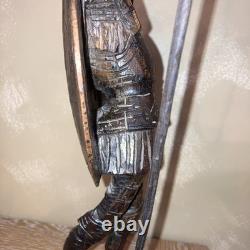 RARE Ancien Grand Don Quixote Quichotte OURO Sculpture Statue En Bois Sculpté