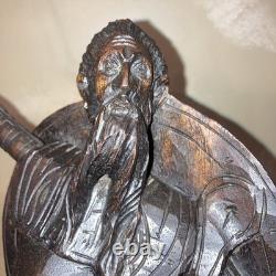 RARE Ancien Grand Don Quixote Quichotte OURO Sculpture Statue En Bois Sculpté