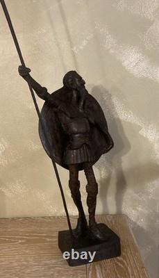 RARE Ancien Grand Don Quixote Quichotte OURO Sculpture Statue En Bois Sculpté